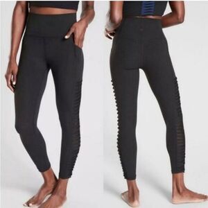 Athleta‎ leggings Women Small Tall Salutation 7/8 Black Powervita